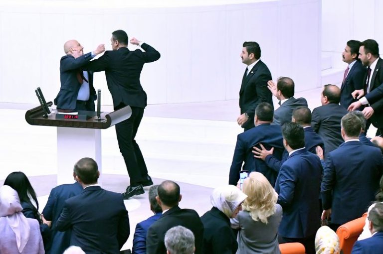 Fistfight breaks out in Turkish parliament over debate on jailed opposition politician