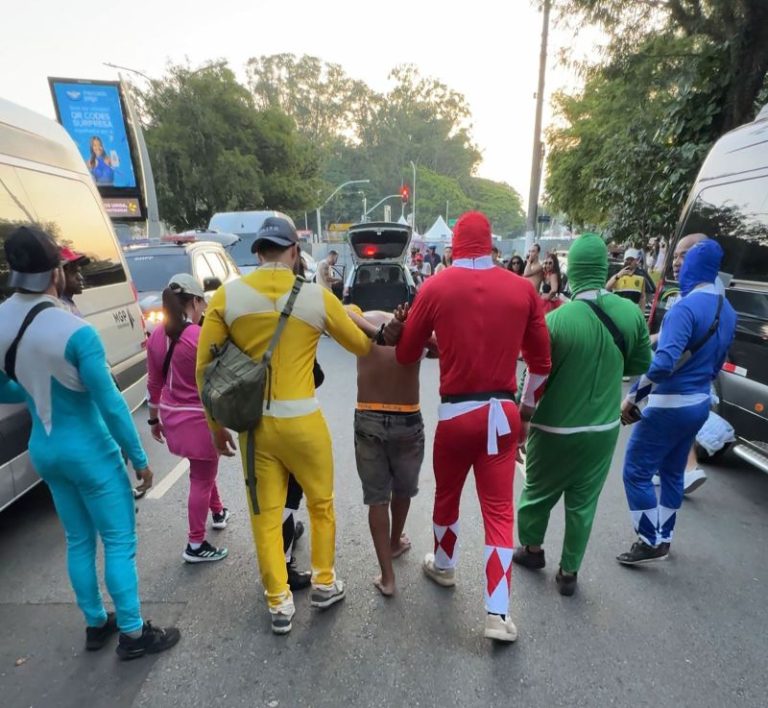 ‘It’s morphin’ time!’ Police disguised as Power Rangers patrol Carnival in São Paulo
