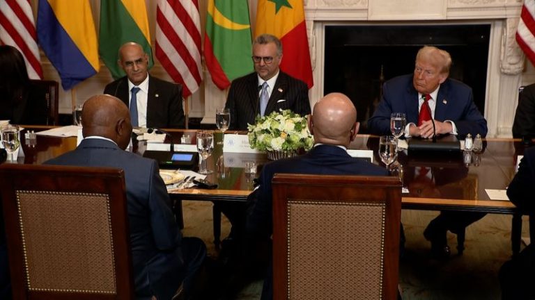 Trump praises ‘good English’ of Liberian president, prompting criticism across Africa